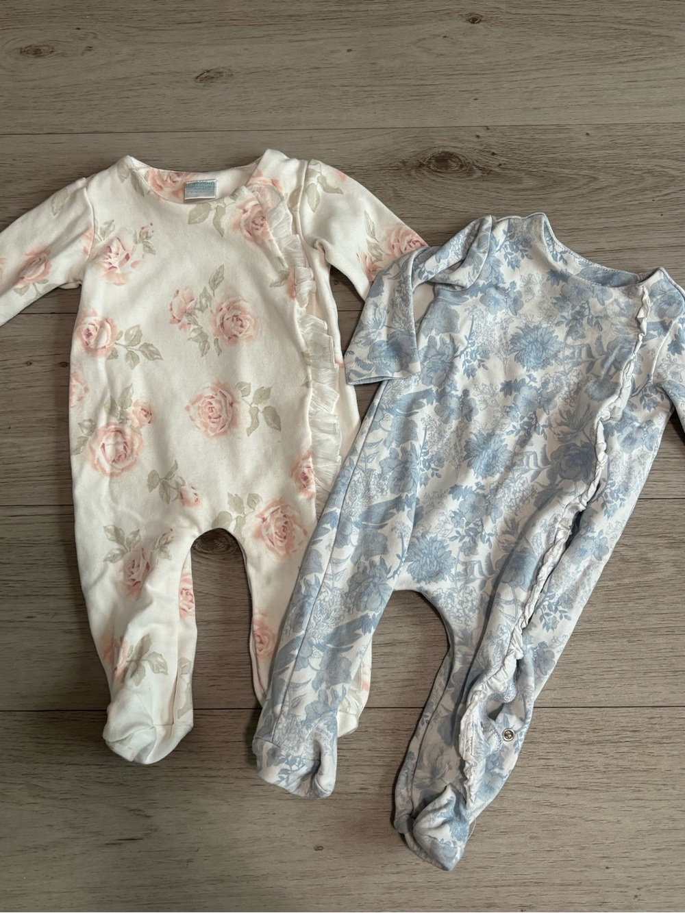 Edgehill Collection Baby Girls Long Sleeve Footed Coverall Bundle 3 Months